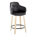 Set of 2 Carson Carrington Iglabo 24-Inch Fixed-Height Counter Stools with Bent Wood Legs and Round Footrest