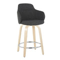 Set of 2 Carson Carrington Iglabo 24-Inch Fixed-Height Counter Stools with Bent Wood Legs and Round Footrest