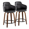 Set of 2 Carson Carrington Iglabo 24-Inch Fixed-Height Counter Stools with Bent Wood Legs and Round Footrest