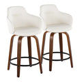 Set of 2 Carson Carrington Iglabo 24-Inch Fixed-Height Counter Stools with Bent Wood Legs and Round Footrest