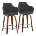 Set of 2 Carson Carrington Iglabo 24-Inch Fixed-Height Counter Stools with Bent Wood Legs and Round Footrest