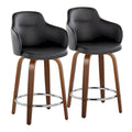 Set of 2 Carson Carrington Iglabo 24-Inch Fixed-Height Counter Stools with Bent Wood Legs and Round Footrest