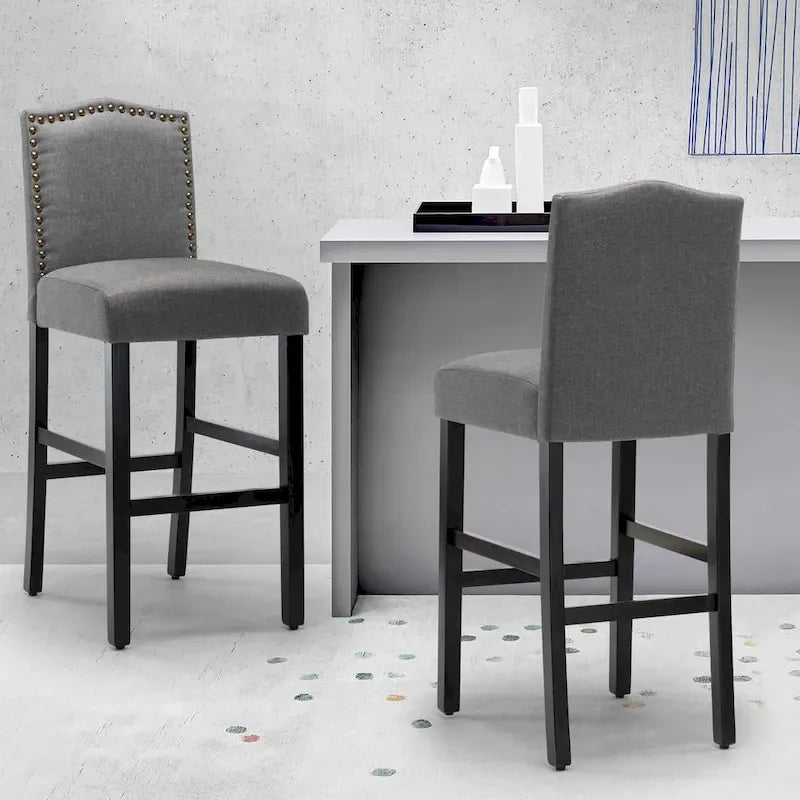 Set of 2 Upholstered 28-Inch Barstools - Stylish Pub Chairs