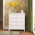 White Solid Wood Dresser Cabinet with Retro Round Handles and Spray-Painted Finish