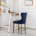Carter 24-Inch Wingback Tufted Counter Stool with Antique Grey Legs and Nailhead Trim
