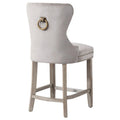 Carter 24-Inch Wingback Tufted Counter Stool with Antique Grey Legs and Nailhead Trim