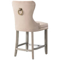 Carter 24-Inch Wingback Tufted Counter Stool with Antique Grey Legs and Nailhead Trim