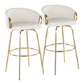 Set of 2 Lumisource Claire 30" Fixed-Height Bar Stools - Gold Metal - Dimensions: 19.5"L x 21"W x 38.25"H