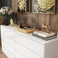Light Dual Chest 8-Drawer Double Dresser with High Gloss Finish