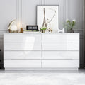 Light Dual Chest 8-Drawer Double Dresser with High Gloss Finish