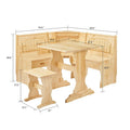 MUSEHOMEINC Classic 3-Piece Solid Wood Breakfast Nook Dining Set with Side Bench and Hidden Storage