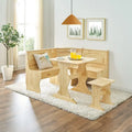 MUSEHOMEINC Classic 3-Piece Solid Wood Breakfast Nook Dining Set with Side Bench and Hidden Storage