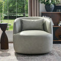 KINWELL Contemporary Genuine Leather Swivel Armchair with Cushion
