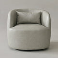 KINWELL Contemporary Genuine Leather Swivel Armchair with Cushion