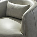 KINWELL Contemporary Genuine Leather Swivel Armchair with Cushion
