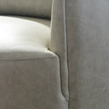 KINWELL Contemporary Genuine Leather Swivel Armchair with Cushion