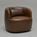 KINWELL Contemporary Genuine Leather Swivel Armchair with Cushion