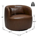 KINWELL Contemporary Genuine Leather Swivel Armchair with Cushion