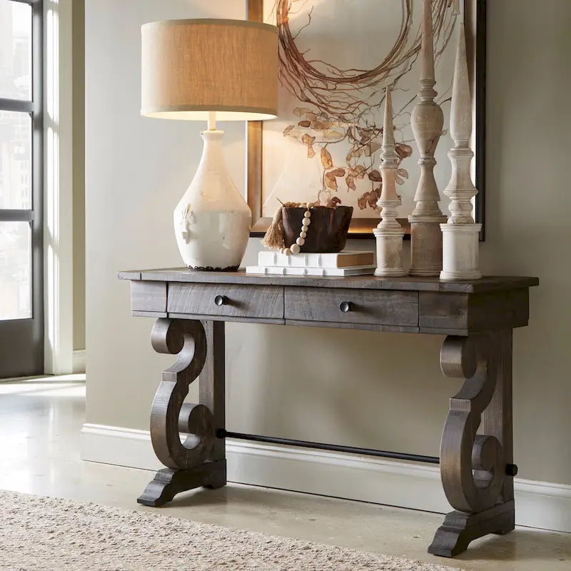 Bellamy Classic Weathered Peppercorn Storage Console Table