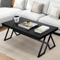 46-Inch Tempered Glass Top Metal Wrought Iron Coffee Table for Living Room