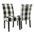 Set of 2 HomePop Black Plaid Parsons Dining Chairs