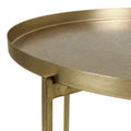 East at Main Eros Etched Floral Tray-Top Accent Table in Antique Brass Finish