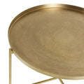 East at Main Eros Etched Floral Tray-Top Accent Table in Antique Brass Finish