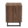 Sadia Contemporary Walnut Brown Wood and Black Metal 1-Drawer Side Table