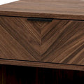 Sadia Contemporary Walnut Brown Wood and Black Metal 1-Drawer Side Table