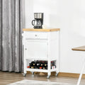 HOMCOM Rolling Kitchen Cart - Versatile Kitchen Island with Smooth Rubberwood Top and Narrow Butcher Block Surface on Wheels