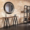 Hawkins 50-Inch Wide Modern Industrial Console Sofa Table in Solid Walnut Wood and Metal