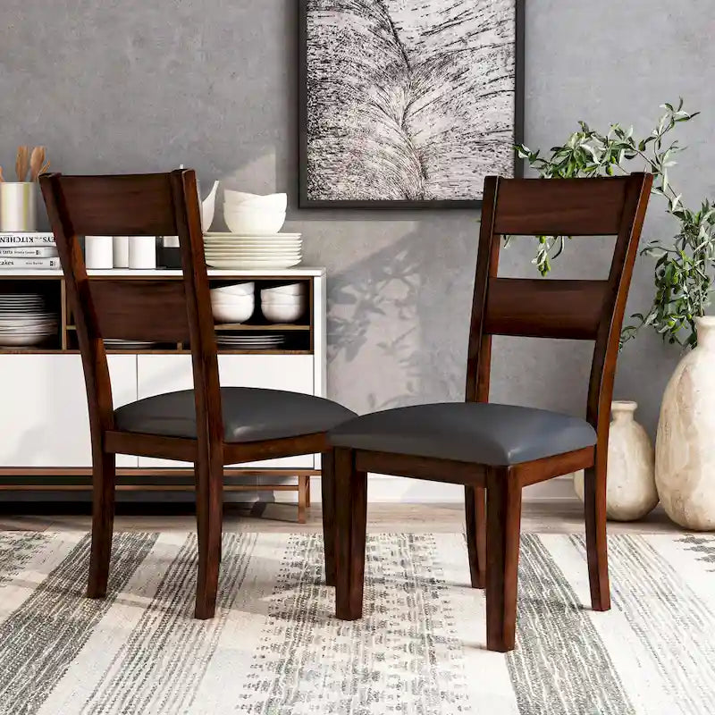 Set of 2 Paur Farmhouse Brown Wooden Dining Chairs by Furniture of America