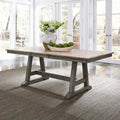 Lindsey Farm 7-Piece Trestle Table Set in Gray and Sandstone