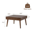 Cozy Rustic Solid Wood Square Coffee Table for Living Room - 24" W x 24" L x 15.3" H