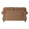 Roundhill Furniture Leinster Brown Fabric Sofa and Loveseat with Nailhead Trim