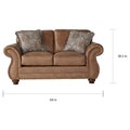 Roundhill Furniture Leinster Brown Fabric Sofa and Loveseat with Nailhead Trim
