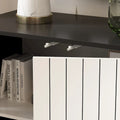Contemporary 63-Inch Black and White Bookmatched Buffet with 4 Doors - Stylish Sideboard Table