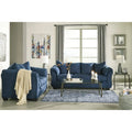 Aruca Navy Blue Microfiber Sofa and Loveseat Set with Pillow Back