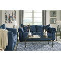 Aruca Navy Blue Microfiber Sofa and Loveseat Set with Pillow Back