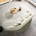 Luxury Modern Curved Sofa in White with Gallar Japandi Style Boucle Fabric