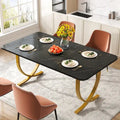 Modern 63-Inch Black Rectangular Dining Table for 4 to 6 People