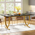 Modern 63-Inch Black Rectangular Dining Table for 4 to 6 People
