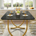 Modern 63-Inch Black Rectangular Dining Table for 4 to 6 People