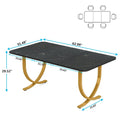Modern 63-Inch Black Rectangular Dining Table for 4 to 6 People