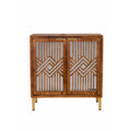 COZAYH Rustic Farmhouse Accent Cabinet with Geometric Mirror Fronts