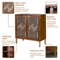 COZAYH Rustic Farmhouse Accent Cabinet with Geometric Mirror Fronts