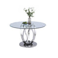Round Dining Table with Glass Top and Steel Base