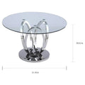 Round Dining Table with Glass Top and Steel Base