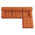 Contemporary Large Modular Sectional Sofa in Orange Velvet