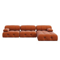 Contemporary Large Modular Sectional Sofa in Orange Velvet